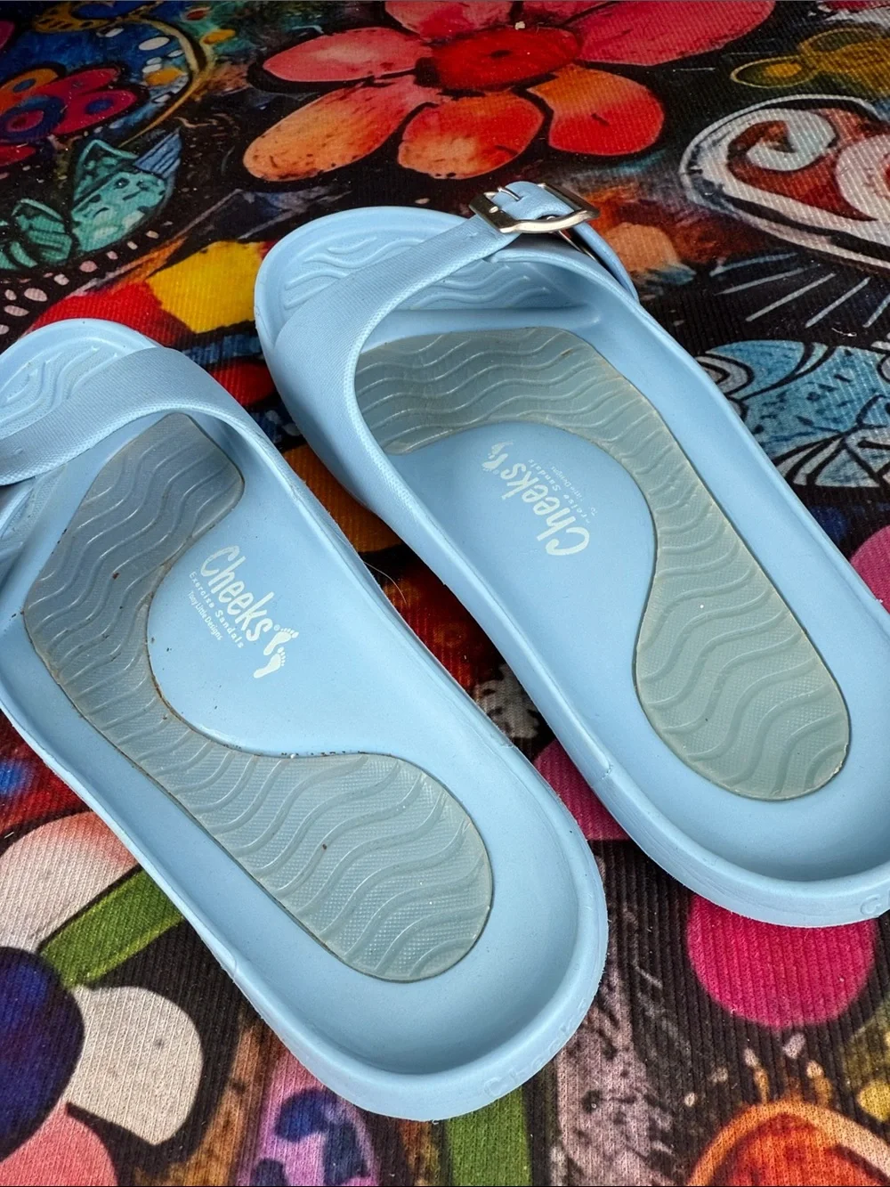Cheeks Exercise Recovery Slides Sandals Powder Blue size 8 - Picture 4 of 9